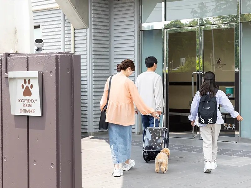 ワンちゃん専用出入り口があって安心